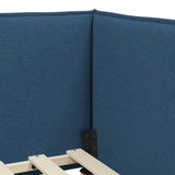 Corner Bed Frame with Headboard Blue 90 x 200 cm Fabric 42016470