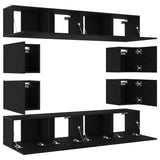6 Piece TV Cabinet Set, Wall-Mounted Black Oak Engineered Wood 3393445
