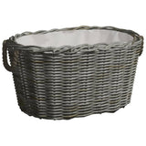 Firewood Basket with Carrying Handles 60x40x28 cm Grey Willow 286985