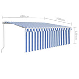 Manual Retractable Awning with Blind 4.5x3m Blue&White 3069316