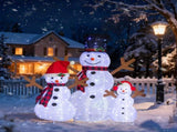 Set of 3 Lighted Snowman Family Christmas Yard Decorations, 60cm 90cm 120cm Pre-lit Pull Up Snowman 12090864