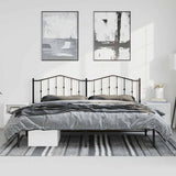 Metal Bed Frame without Mattress with Headboard Black 183x213cm 373794