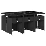 Garden Dining Set Black PE Rattan 6-seater Foldable 3211087