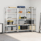 5-Layer Storage Shelves 3 pcs Silver Steel&Engineered Wood 3307590