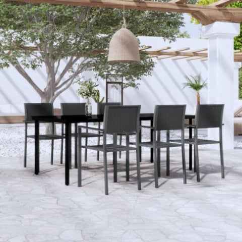 ZNTS 7 Piece Garden Dining Set Black 3099267