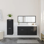 ZNTS 3 Piece Bathroom Furniture Set Black Engineered Wood 3308532