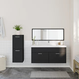 ZNTS 3 Piece Bathroom Furniture Set Black Engineered Wood 3308532