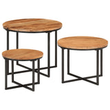 Nesting Coffee Tables 3 pcs Solid Wood Acacia and Iron 372742