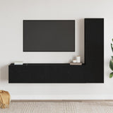 TV Cabinet Set 4 pcs Black Oak Engineered Wood 3333052
