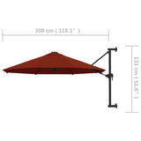 Wall-Mounted Garden Parasol with Metal Pole 300 cm Terracotta 47299