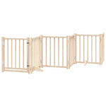 Dog Gate with Door Foldable 15 Panels 750 cm Poplar Wood 3155699