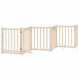 Dog Gate with Door Foldable 9 Panels 450 cm Poplar Wood 3155697