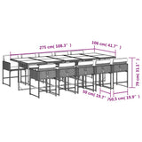 11 Piece Garden Dining Set with Cushions Black Poly Rattan 3211291