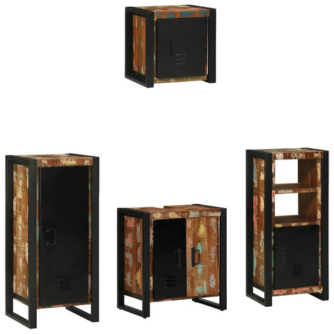 Bathroom Furniture Set 4 pcs Multicolour Solid Reclaimed Wood 3305653