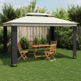 Gazebo with Double Roof Cream 3.94x2.96 m Steel 368446