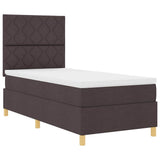 Box Spring Bed with Headboard Dark brown 90 x 190 cm Fabric 3339661