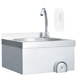 Hand Wash Sink with Faucet and Soap Dispenser Stainless Steel 51113