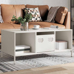 ZNTS Coffee Table White 101.5x50x43.5 cm Cold-rolled Steel 851279