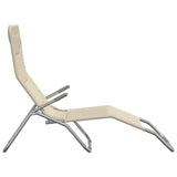 Folding Sun Loungers 2 pcs Cream Textilene&Powder-coated Steel 360173