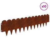 Lawn Edging 10 pcs 103 x 25 cm Steel Rusty 8008711