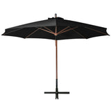 Hanging Garden Parasol with Pole Black 3.5x2.9 m Solid Fir Wood 313772