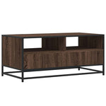 ZNTS Coffee Table Brown Oak 100x50x45 cm Engineered Wood and Metal 848788