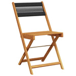 ZNTS 3 Piece Bistro Set Black Polypropylene and Solid Wood 3281745