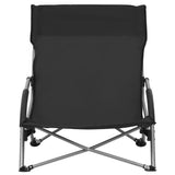 Folding Beach Chairs 2 pcs Black Fabric 312489