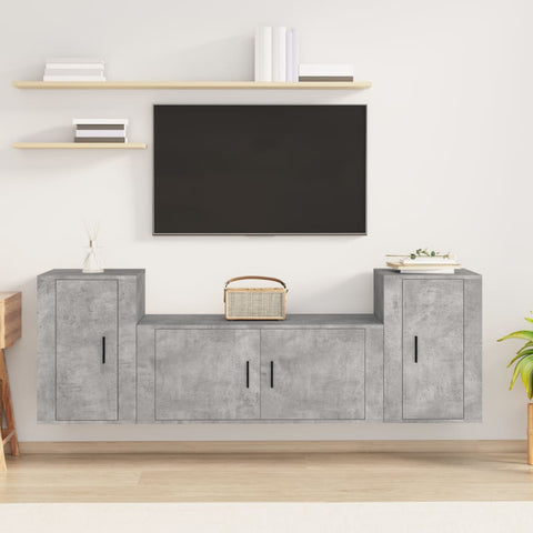 3 Piece TV Cabinet Set Concrete Grey Engineered Wood 3188514