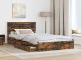 Storage Bed with Drawer Smoked Oak 100 x 200 cm Engineered Wood 3410830