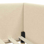 Corner Bed Frame Cream 100 x 200 cm Fabric and Engineered wood 42016203