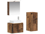 Bathroom Furniture Set 4 pcs Old Wood Engineered Wood and Glass 3407437