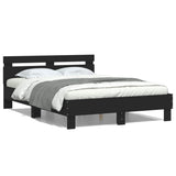 Bed Frame Black Engineered wood, Plywood Double Bed Frame 3207568