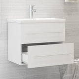 Sink Cabinet with Built-in Basin White Engineered Wood 3099041