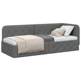 Corner Bed Frame with Headboard Dark Grey 80 x 200 cm Fabric 42016480