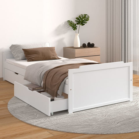 Bed Frame without Mattress White Solid Wood Pine 90x200 cm 322160