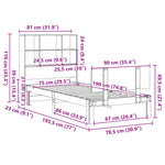 ZNTS Bookcase Bed without Mattress 75x190cm Small Single Solid Wood Pine 3322650