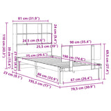 ZNTS Bookcase Bed without Mattress 75x190cm Small Single Solid Wood Pine 3322650