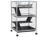 Small Animal Cage Pet Play House with Wheels Platforms Light Grey T3398P350046