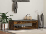 Hall Bench with Cushion with Shelf Smoked Oak 103 x 38 x 45 cm 891588
