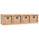 Wall Shelf with Baskets 62x18x16 cm Solid Wood Walnut 350370