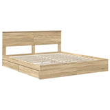 Storage Bed with Drawer Sonoma Oak 200 x 200 cm Engineered Wood 3408426