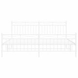 Metal Bed Frame without Mattress with Footboard White 183x213cm 373763