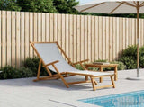 Folding Sun Lounger 3 Position Solid Eucalyptus Wood Cream 42024918