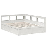 Bookcase Bed without Mattress White 160x200cm Solid Wood Pine 3324455