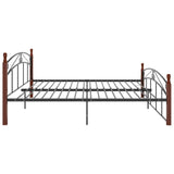 ZNTS Bed Frame without Mattress Black Metal&Solid Oak Wood 200x200 cm 324924