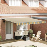 Retractable Awning Manual Green and Yellow 400x300 cm Fabric 3330717
