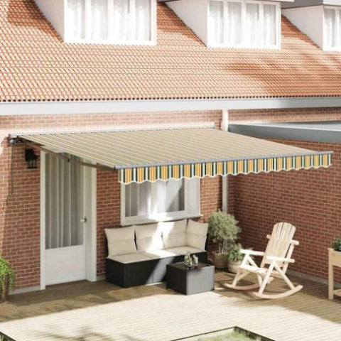 Retractable Awning Manual Green and Yellow 400x300 cm Fabric 3330717