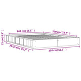 Bed Frame without Mattress Wax Brown 140x200 cm Solid Wood Pine 844428