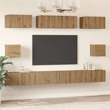 TV Cabinet Set Wall-mounted 8 pcs Artisan Oak Engineered Wood 3393296